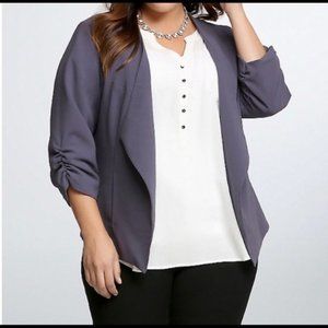 Torrid gray purple crepe blazer, size 2